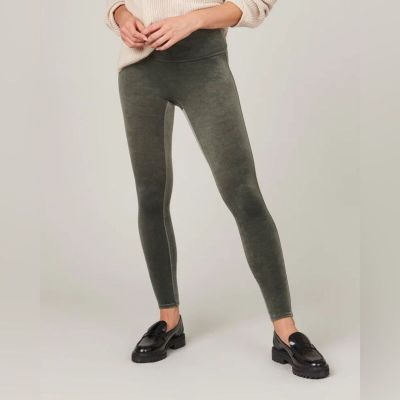 SPANX velour leggings olive green size small